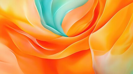 Obraz premium Abstract image of a smooth, translucent twisted ribbon with shades of teal and orange