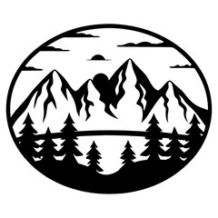 Majestic Mountain Landscape Scenic View with Pine Trees and Sunset