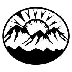 Majestic Sunrise Over Mountain Peaks in a Circular Design