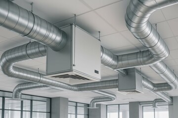 Modern HVAC Design in Minimalist Indoor Space with Air Ducts