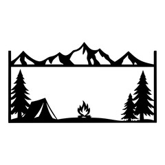 Obraz premium Majestic Mountain Camping Scene with Tent and Campfire Peaceful Nature Escape