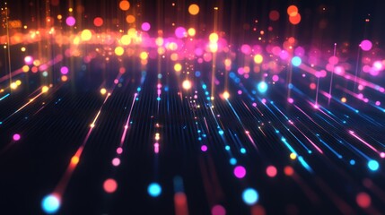 Obraz premium Colorful light streaks, dark background, digital art, website use