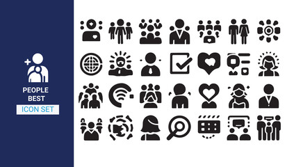 People group icon set. Team people. User profile symbol. Business Analysis - line vector icon set. Pixel perfect. Editable stroke. PEOPLE  Icon design 