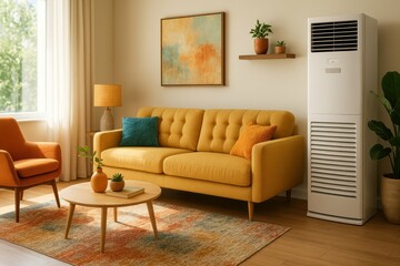 Cozy Modern Living Room with Airy Atmosphere and Bright Colors