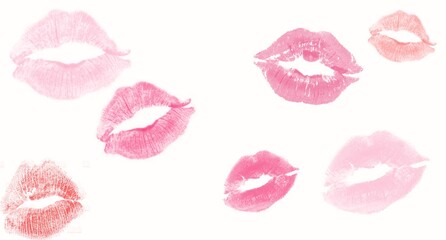 set of pink and red lips silhouette 