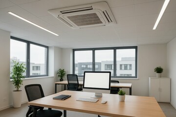 Modern Workspace Design with Simple Elegance and Comfort Elements