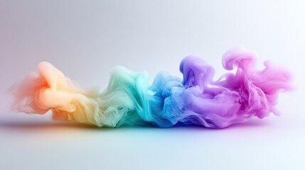 Rainbow-colored smoke wave isolated on a white or transparent background (PNG format). --