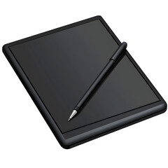 Advanced digital drawing tablet with pen isolated on white background