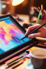 Digital artwork creation with vibrant colors, showcasing creativ