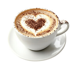 Savoring coffee heart designs at a cozy a warm beverage experience isolated on transparent background png