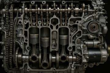 Intricate Engine Cross Section for Mechanical Engineering Analysis