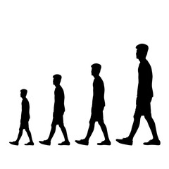 Kids of different heights on transparent background 