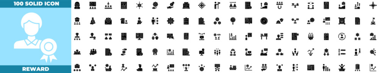 Reward Solid Editable Icons set. Vector illustration in modern thin solid style of reward icons: gift, prize, award, etc