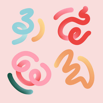 Soft Pink Swirl Minimalist Abstract Background Set Vector Illustration