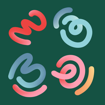 Bold Green Swirl Abstract Background Set Vector Illustration