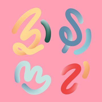 Colorful Pink Swirl Abstract Poster Background Set Vector Illustration