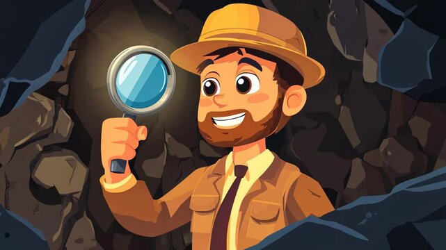 Retro Stylish Businessman in Black Suit with Hat and Tie Vector Illustration