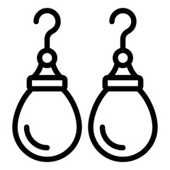 Earrings pair line icon, mother day concept. Vector graphics. Crystal teardrop glass jewelry sign on white background, style mobile or design.