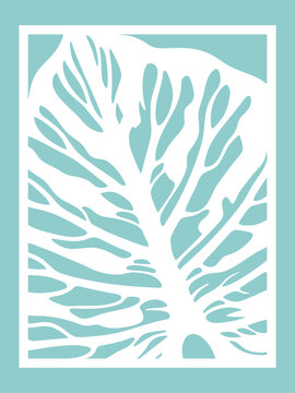 Monstera leaf silhouette. Laser cut template. Wall art vector illustration
