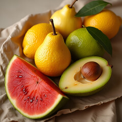 fresh fruits on a plate