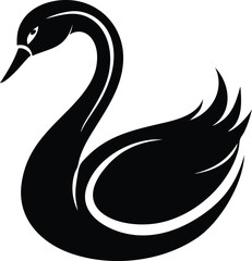 Fototapeta premium Swan Icon Design, Black Silhouette, Elegant Bird Symbol, Transparent Background