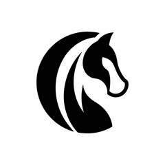 Black head horse icon vector in modern flat style