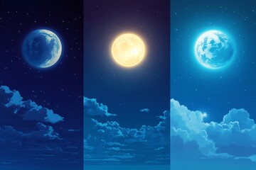 Global forecast backgrounds include images of the sun, moon, day, and night