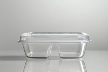 Plastic clamshell with insert and reflective surface, copy space on front