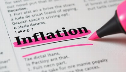 Obraz premium Highlighting Inflation Text with Pink Marker on Dictionary Page