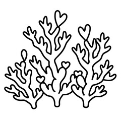 Obraz premium Coral Reef Love Line Art Aesthetic