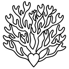Coral Reef Love Line Art Aesthetic
