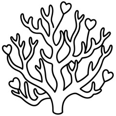Obraz premium Coral Reef Love Line Art Aesthetic