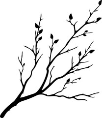 black and white twig silhouette vector illustration