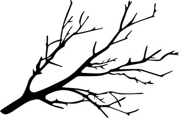 black and white twig silhouette vector illustration