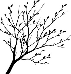 black and white twig silhouette vector illustration