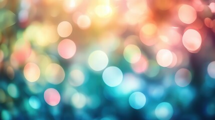 Dreamy, blurred lights create a vibrant, colorful scene. Soft focus and warm hues evoke an ethereal, dreamlike atmosphere