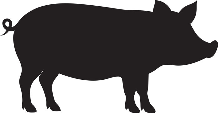 recommend clip art: Pig Silhouette Farm Animal Outline, vector illustration