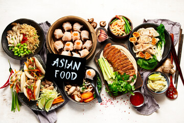 Assorted dishes of traditional Chinese cuisine.