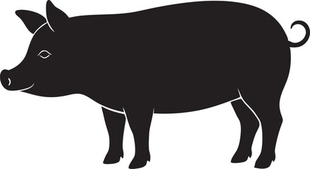 Fototapeta premium Pig Silhouette Farm Animal Outline, vector illustration