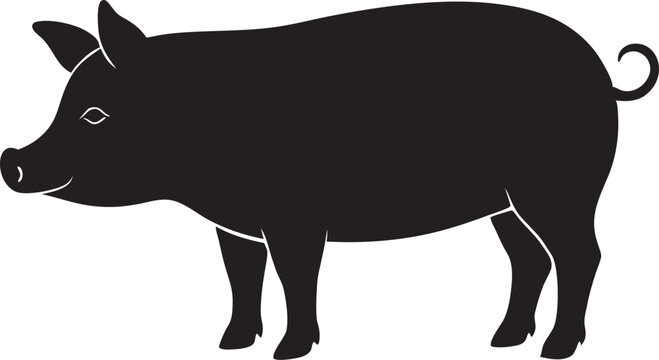 recommend clip art: Pig Silhouette Farm Animal Outline, vector illustration