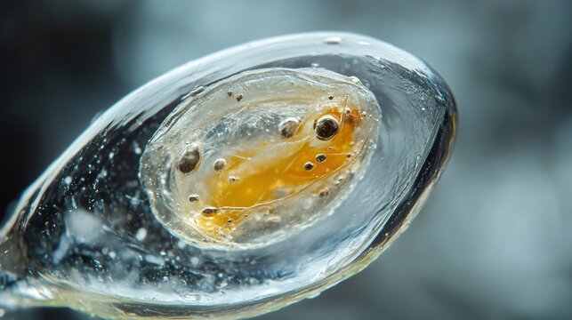 Frozen insect on spoon, close-up, macro, lab background