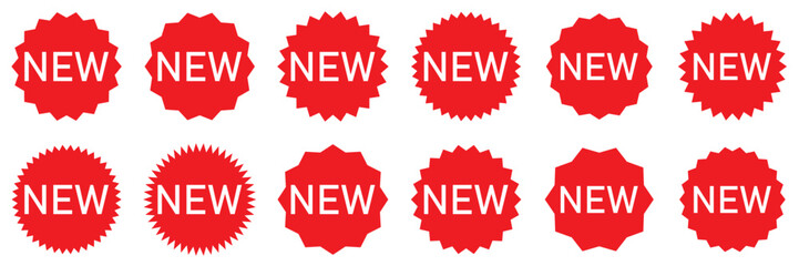 Starburst sale price stickers and labels, star and rosette, sunburst, callout and splash,
 stamp and tag badges. Isolated vector circle and oval red stickers