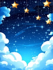 Fototapeta premium Celestial stars twinkling above night sky digital art dreamy atmosphere wide angle enchanting serenity