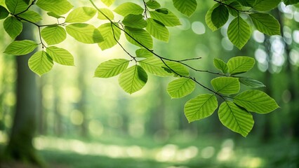 Green leaves on natural bokeh background