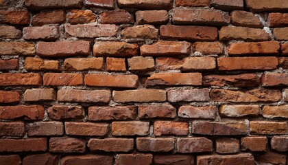 Obraz premium Brick Wall Texture: An old, weathered brick wall shows the unique texture and rich earthy tones, offering a glimpse into the history and durability of construction.