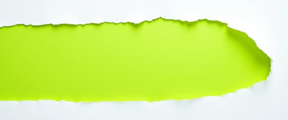 Fototapeta premium Torn white paper edges, bright green background, textured paper, ripped, abstract