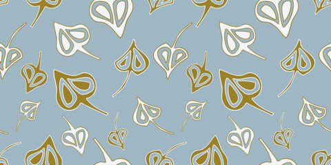 Seamless pattern of decorative abstract leaves, vector background, paper, fabric, wallpaper, textile
