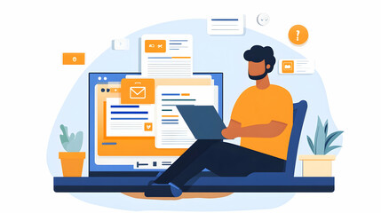 Accountant using e-invoicing software on a laptop to enhance payment efficiency