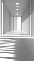 Fototapeta premium Modern architectural structure with light and shadows creating a long space