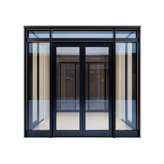 Modern Glass Entrance Design: Architectural Showcase of Elegant Black Framed Doors and Windows